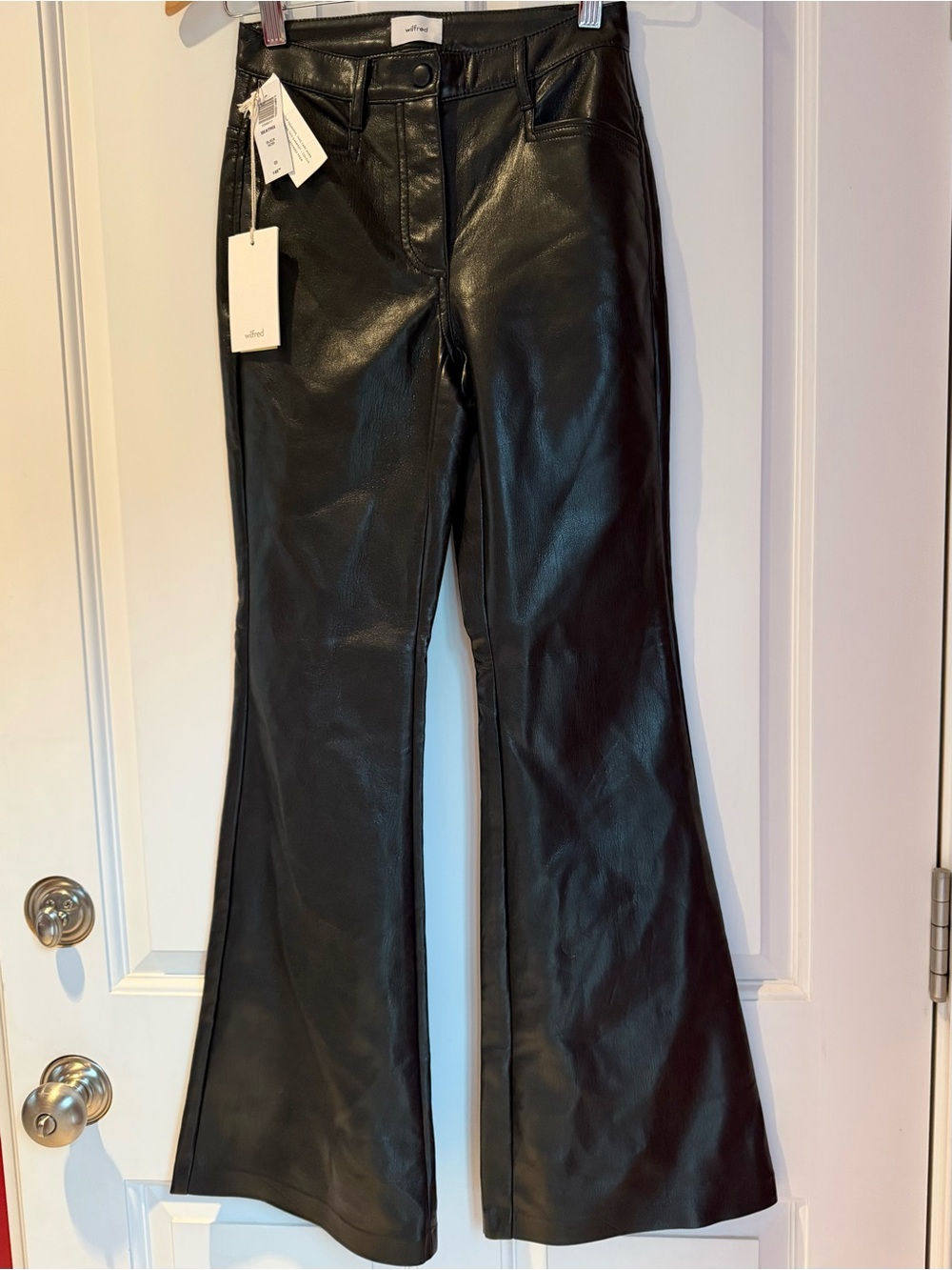 Wilfred, Beatrix Faux Leather Flare Leg Jeans - Black 00 Short